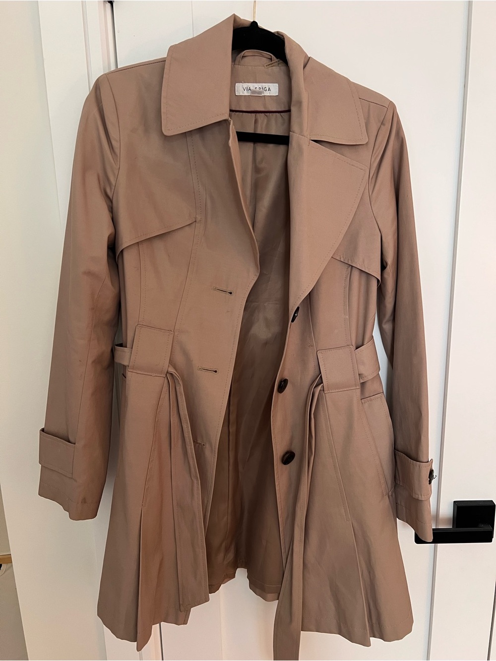 Via Spiga Taupe Trench Coat with Belted Waist